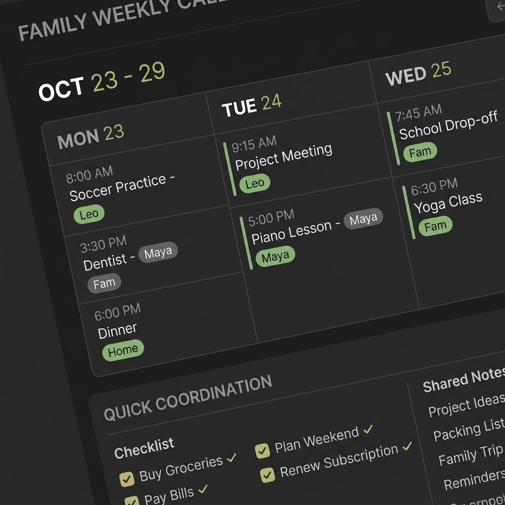 Homeboard shared family organiser